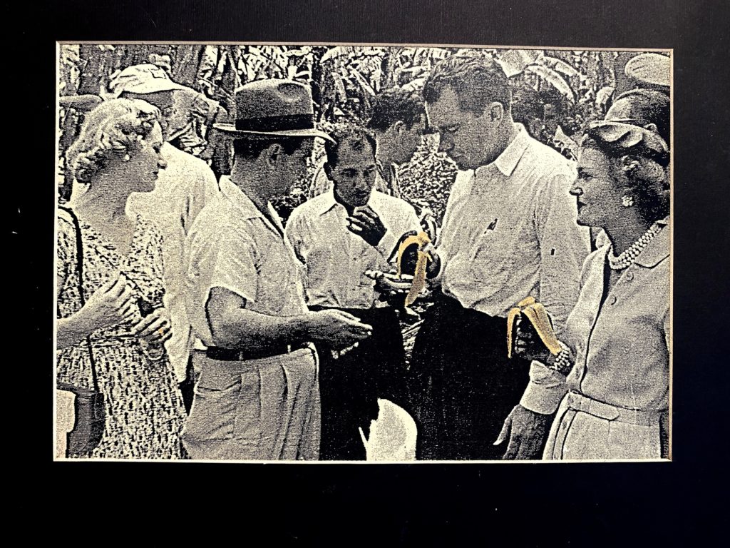 President Richard Nixon eyes a banana with suspicion on a visit to Central America.